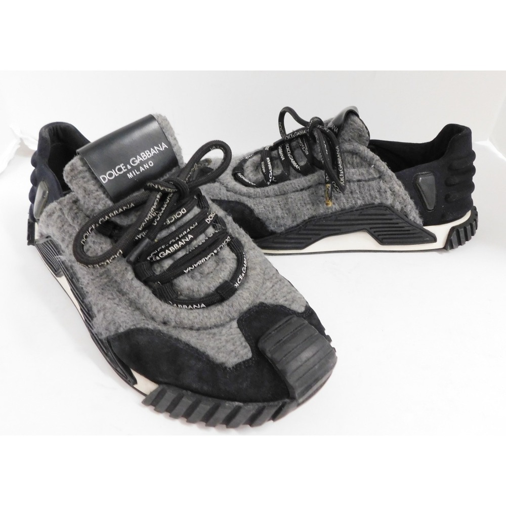 Dolce & Gabbana NS1 Low Top Sneakers  Mixed Materials Gray Black sz 43 AUTHENTIC